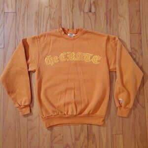 The Crate NY Sweater Mens Small Sweatshirt Pullover New York Fleece Orange